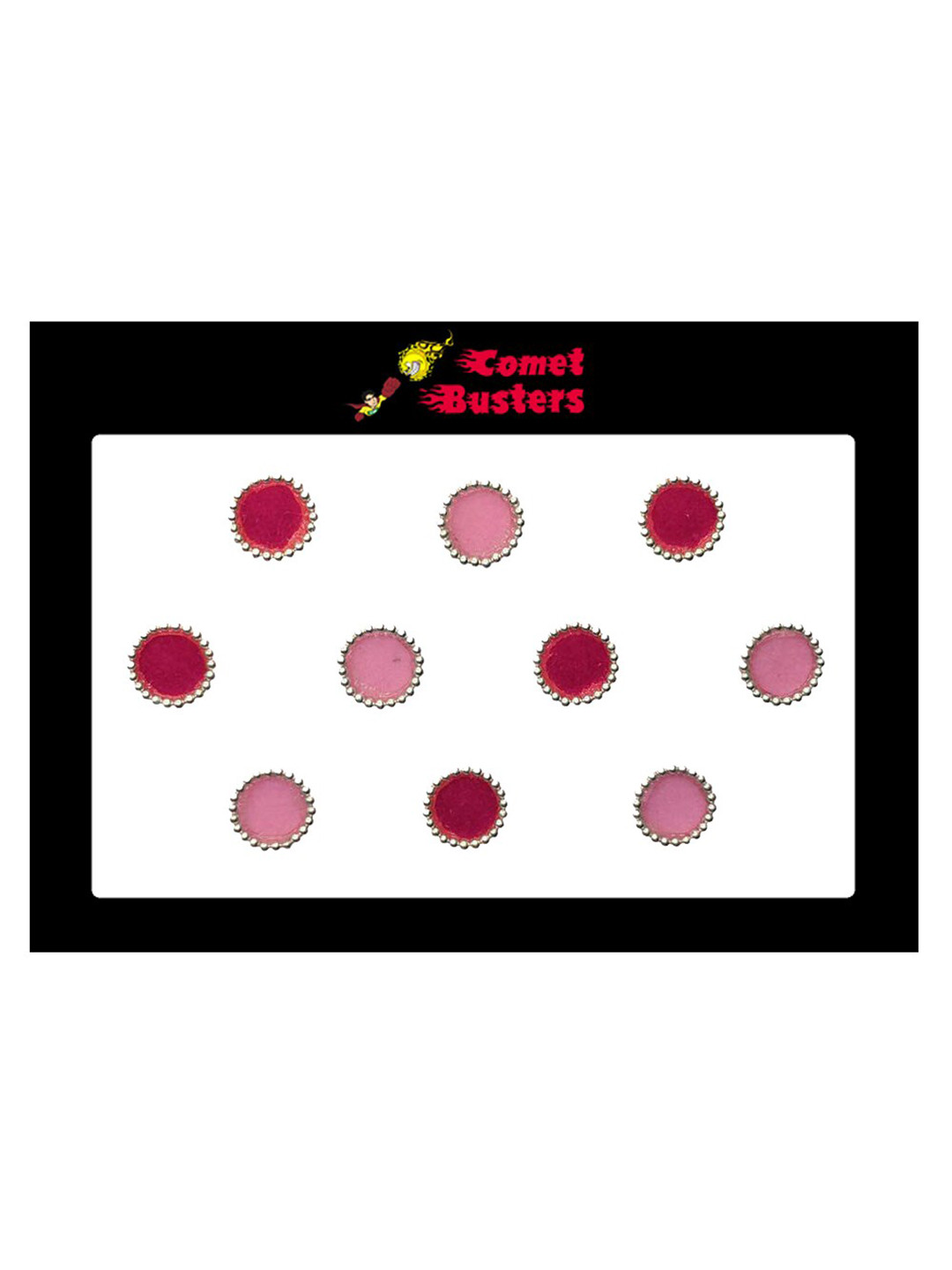 Comet Busters 10 Pcs Maroon & Pink Circular Shaped Beaded Bindi