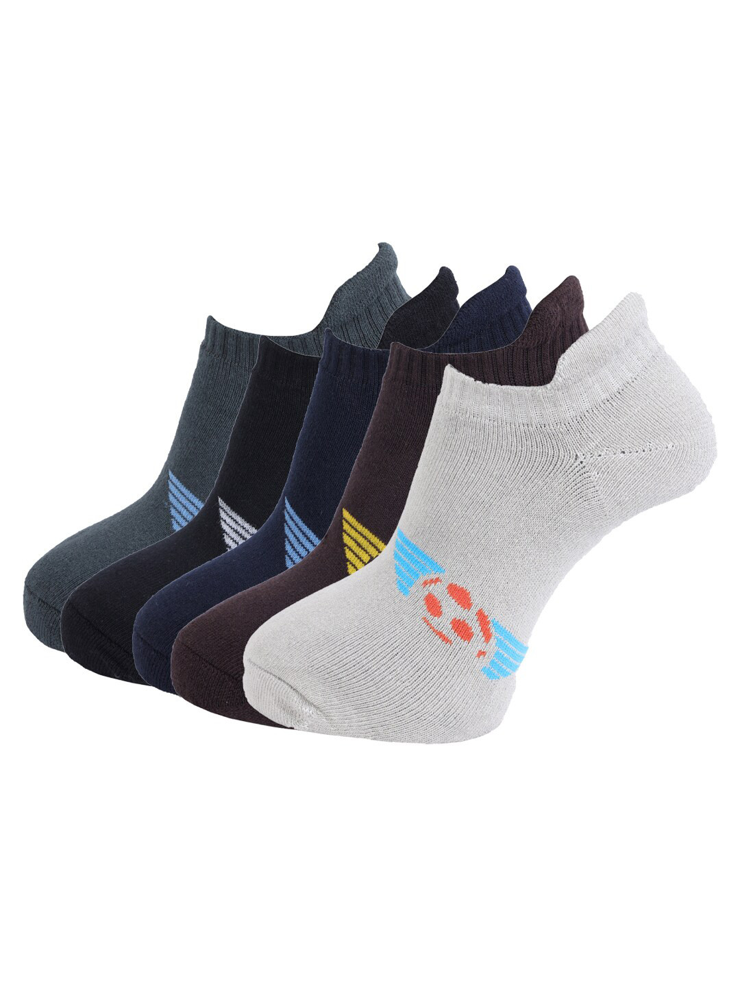 Dollar Socks Men Pack Of 5 Patterned Cotton Ankle-Length Socks