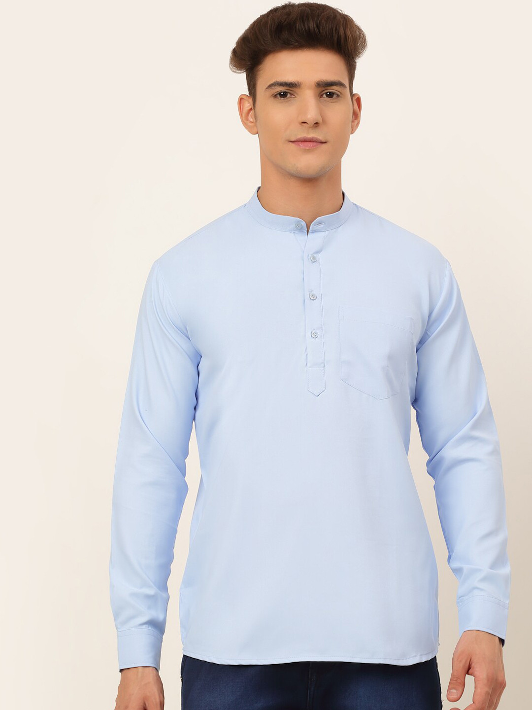 Jompers Men Blue Solid Kurta