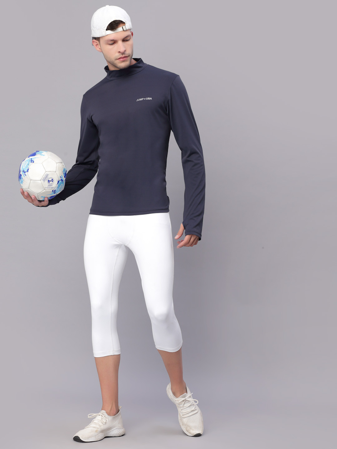 JUMP USA Men White Rapid Dry-Fit Antimicrobial Running Tights