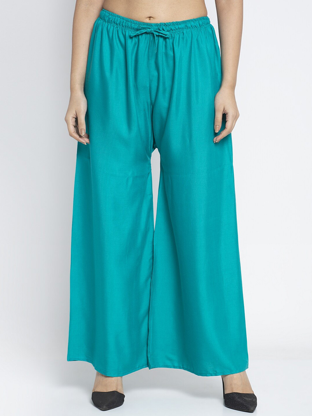 GRACIT Women Sea Green Flared Ethnic Palazzos