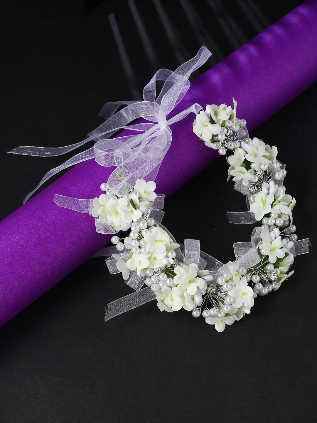 Yellow Chimes Women White Floral  Hair Vine