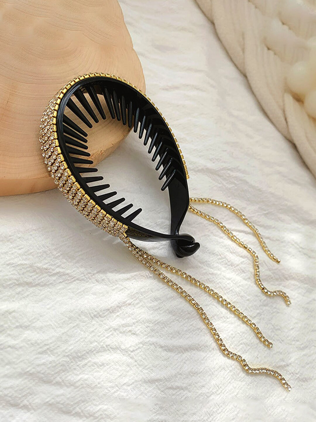 Yellow Chimes Women Gold-Toned Crystal Studded Hair Band
