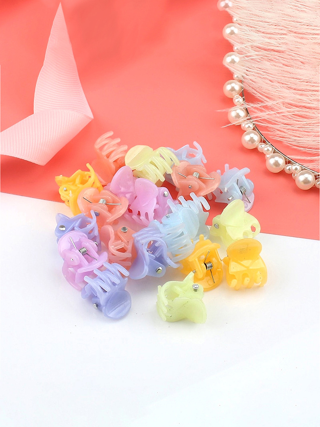 Yellow Chimes Women Set of 24 Multicoloured Medium Hair Claw Clips
