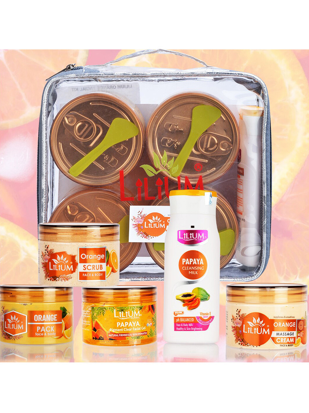 Lilium Unisex Orange Facial Kit For Glowing Skin Orange Extract For Dark Spot - 1100gm