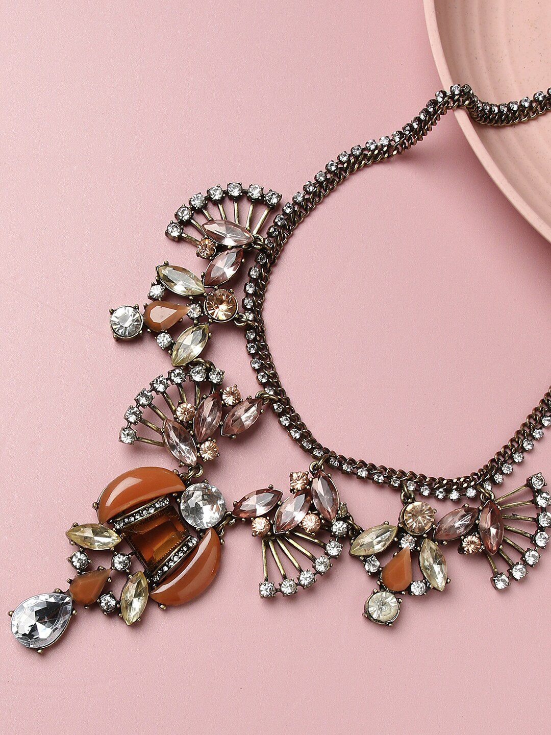 SOHI Brown Gold-Plated Necklace