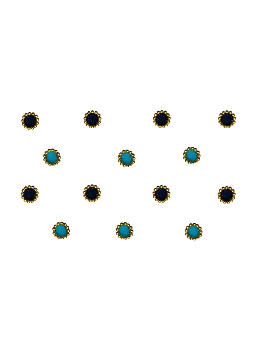 Comet Busters Black & Blue Stone Studded Round Shaped Bindis - 14 Pcs