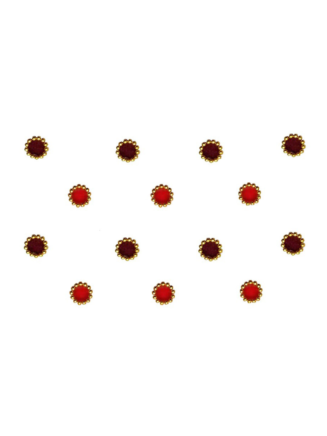 Comet Busters 14 Pcs Maroon & Red Circular Shaped Beaded Bindi