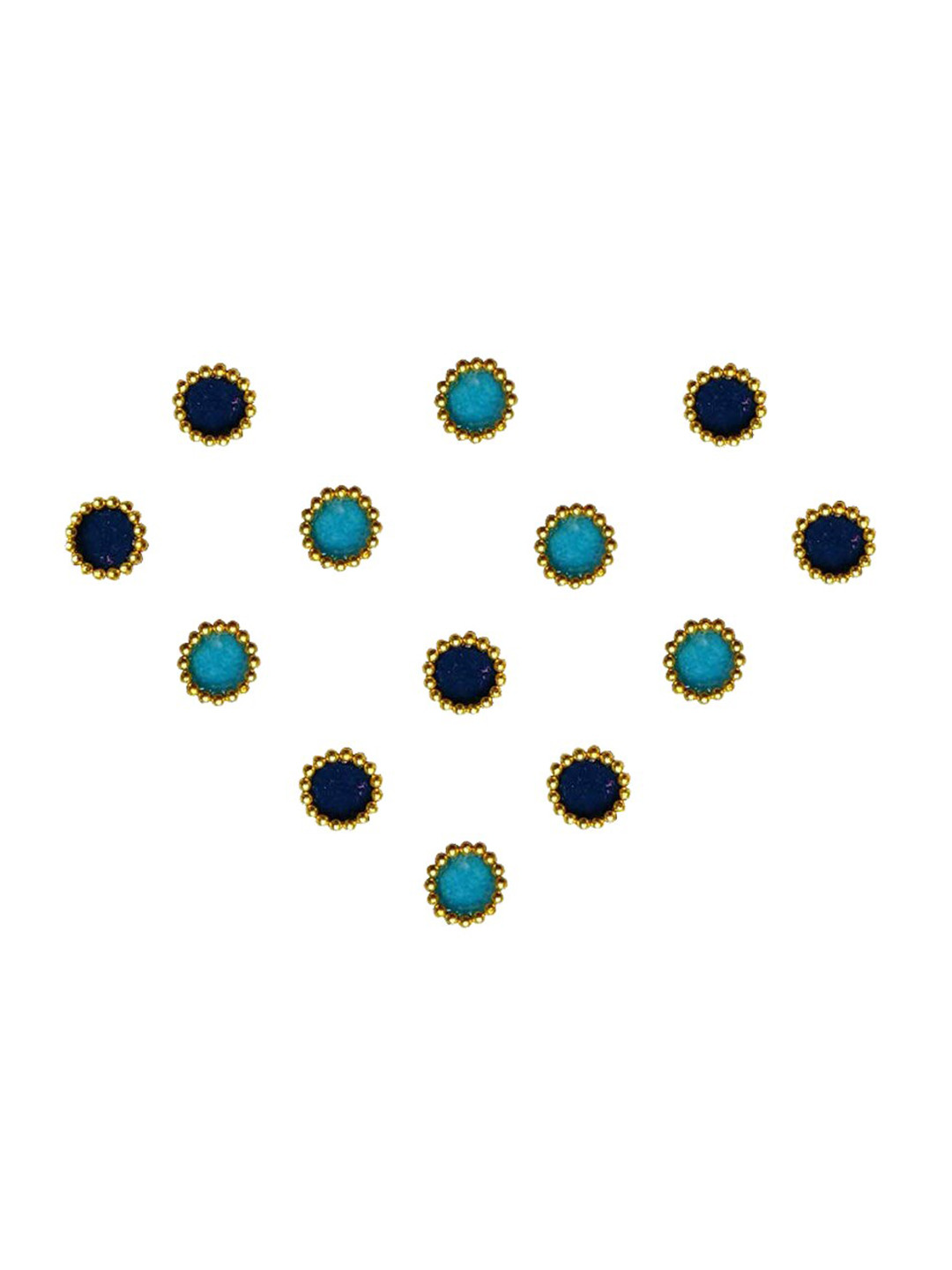 Comet Busters Black & Blue Stone Studded Round Shaped Bindis - 13 Pcs