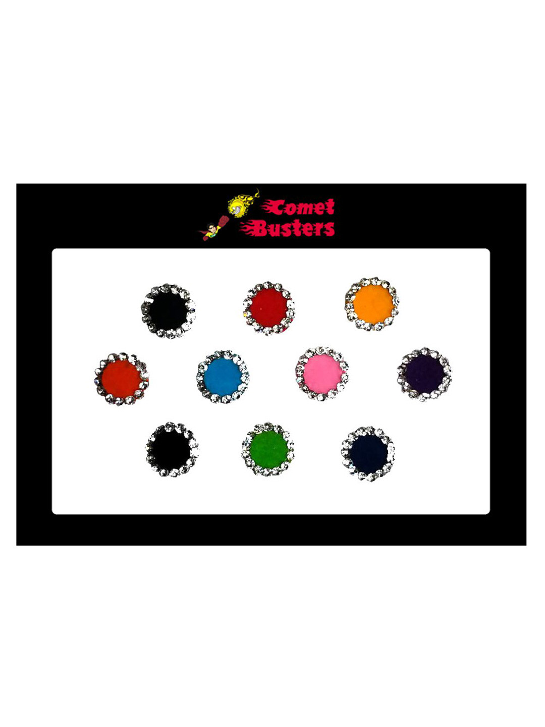 Comet Busters Multicolored Stone Studded Round Shaped Bindis - 10 Pcs