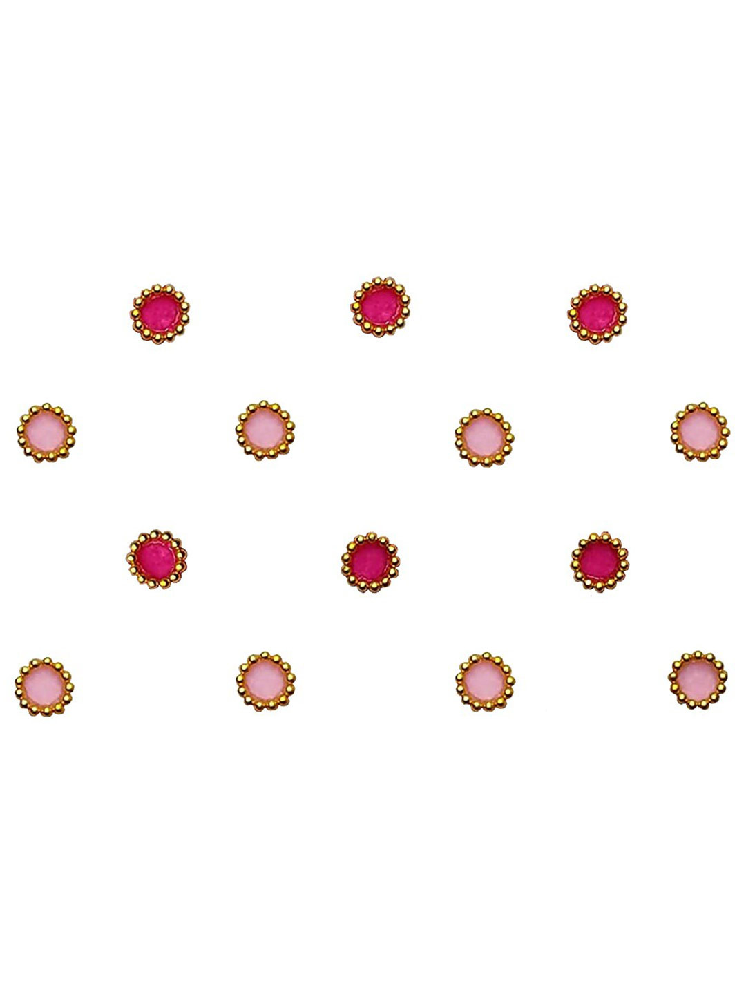 Comet Busters Pink Stone Studded Round Shaped Bindis - 14 Pcs