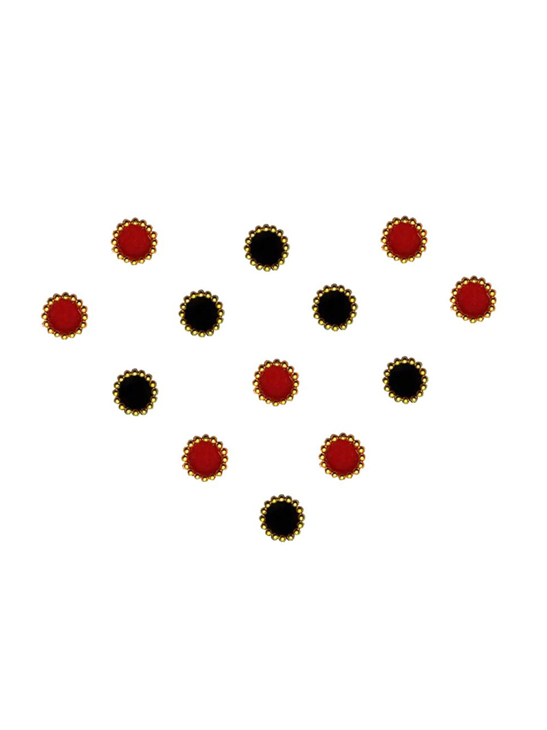Comet Busters Black & Maroon Stone Studded Round Shaped Bindis - 13 Pcs