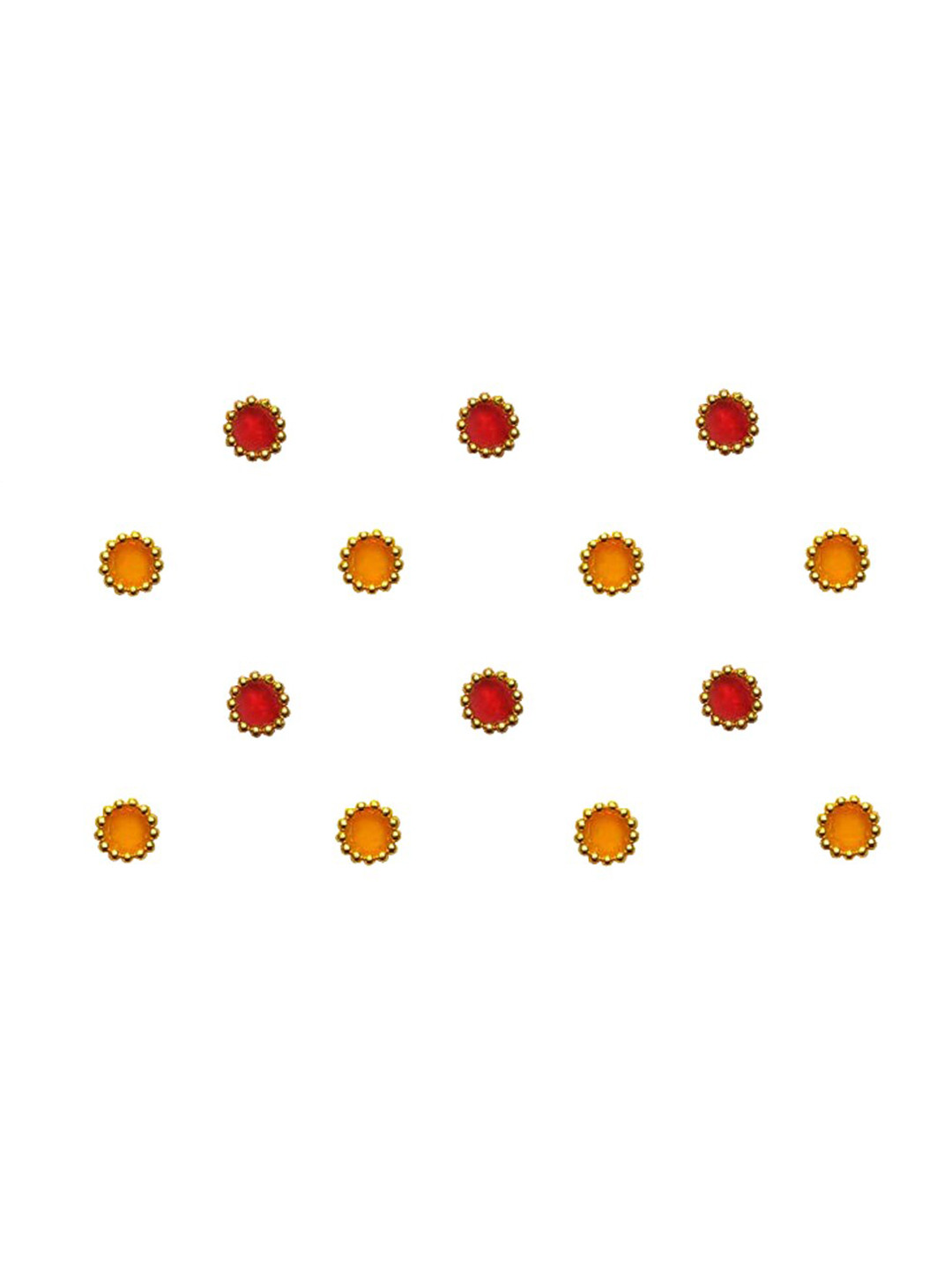 Comet Busters 14 Pcs Orange & Red Circular Shaped Beaded Bindi