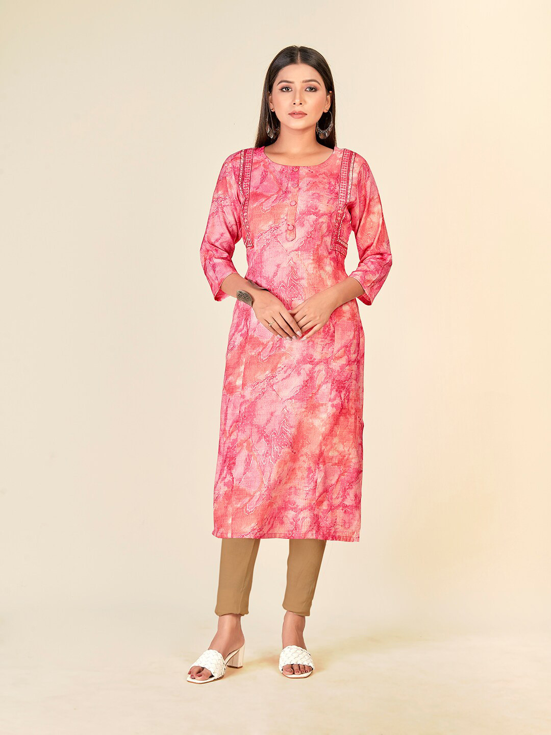NH KAPDEWALA Women Pink Printed Kurta