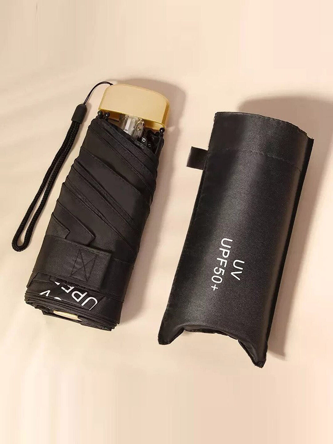 HOUSE OF QUIRK Black Mini Pocket Compact Sun & Rain Foldable Umbrella
