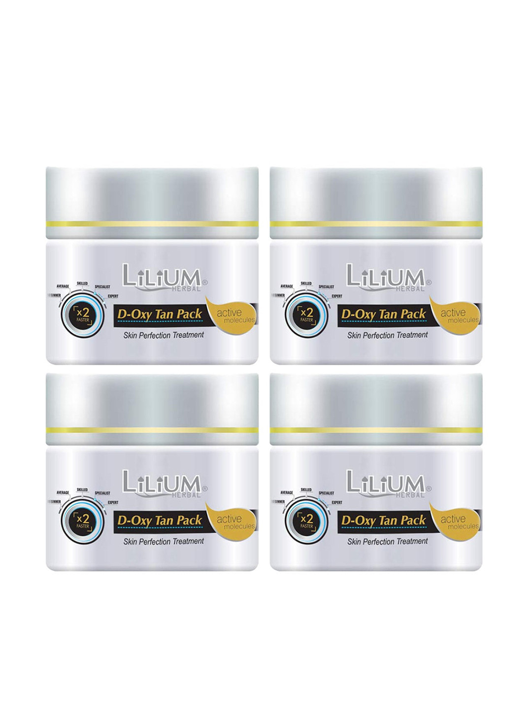 Lilium Women White Set of 4 D-Oxy Tan Face Pack For Glowing Skin & Oil Control 40g