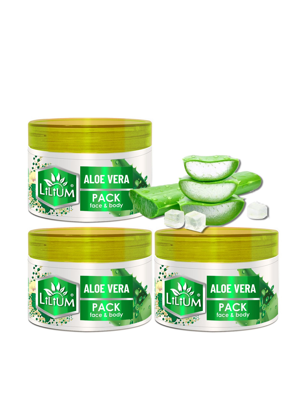 Lilium Pack Of 3 Face & Body Aloe Vera For Cleansing & Anti Acne & Scars Skin Mask