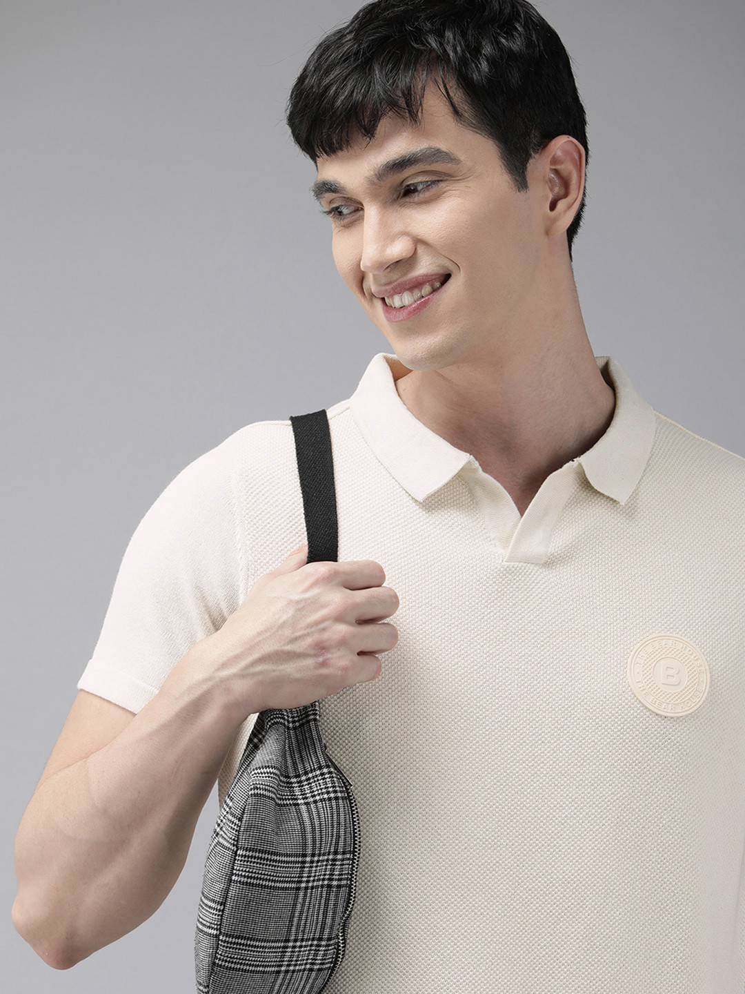 THE BEAR HOUSE Ardor Edition Men Cream-Coloured Polo Collar Slim Fit T-shirt