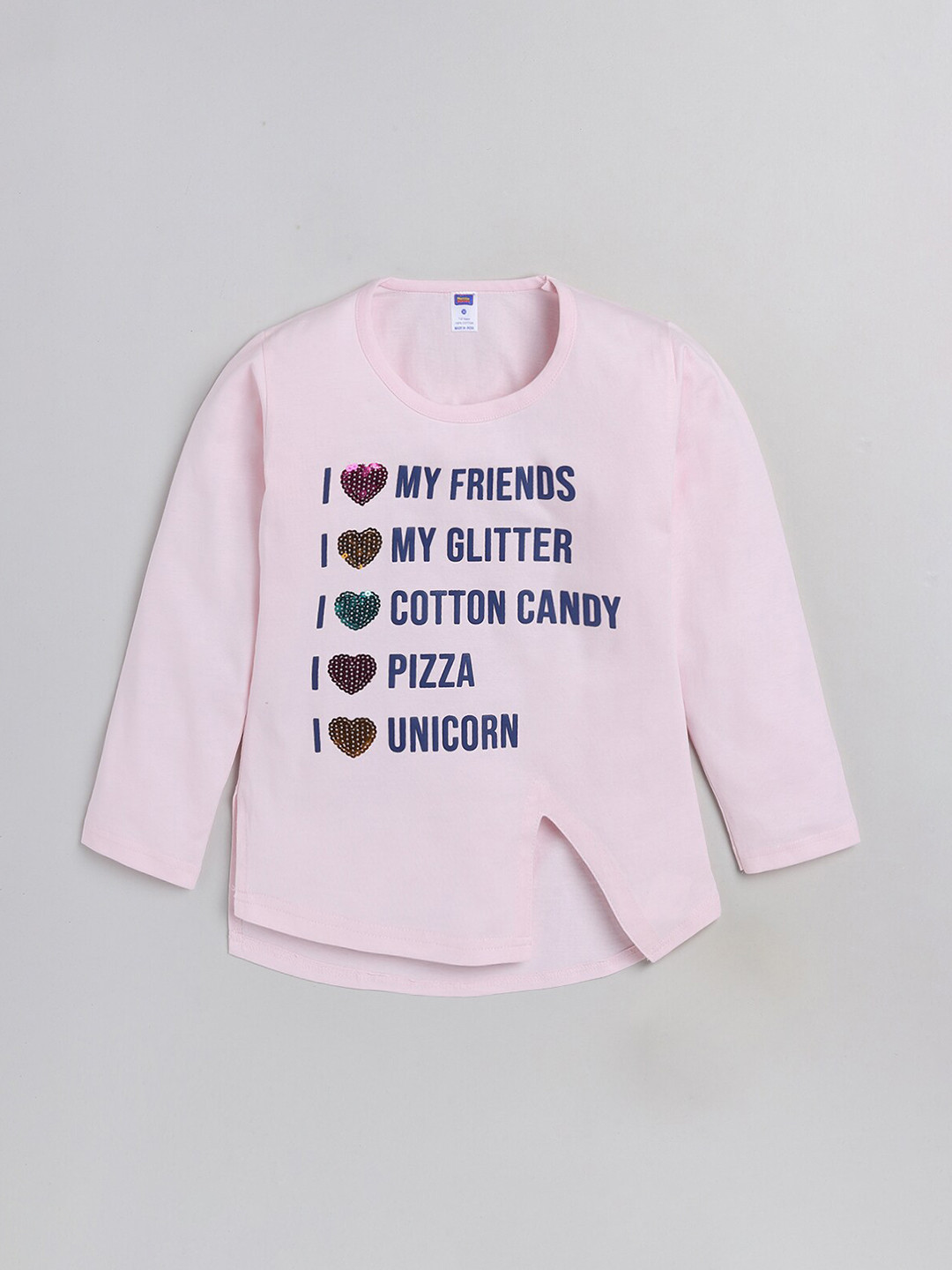 Nottie Planet Girls Pink Printed Full Sleeves Top