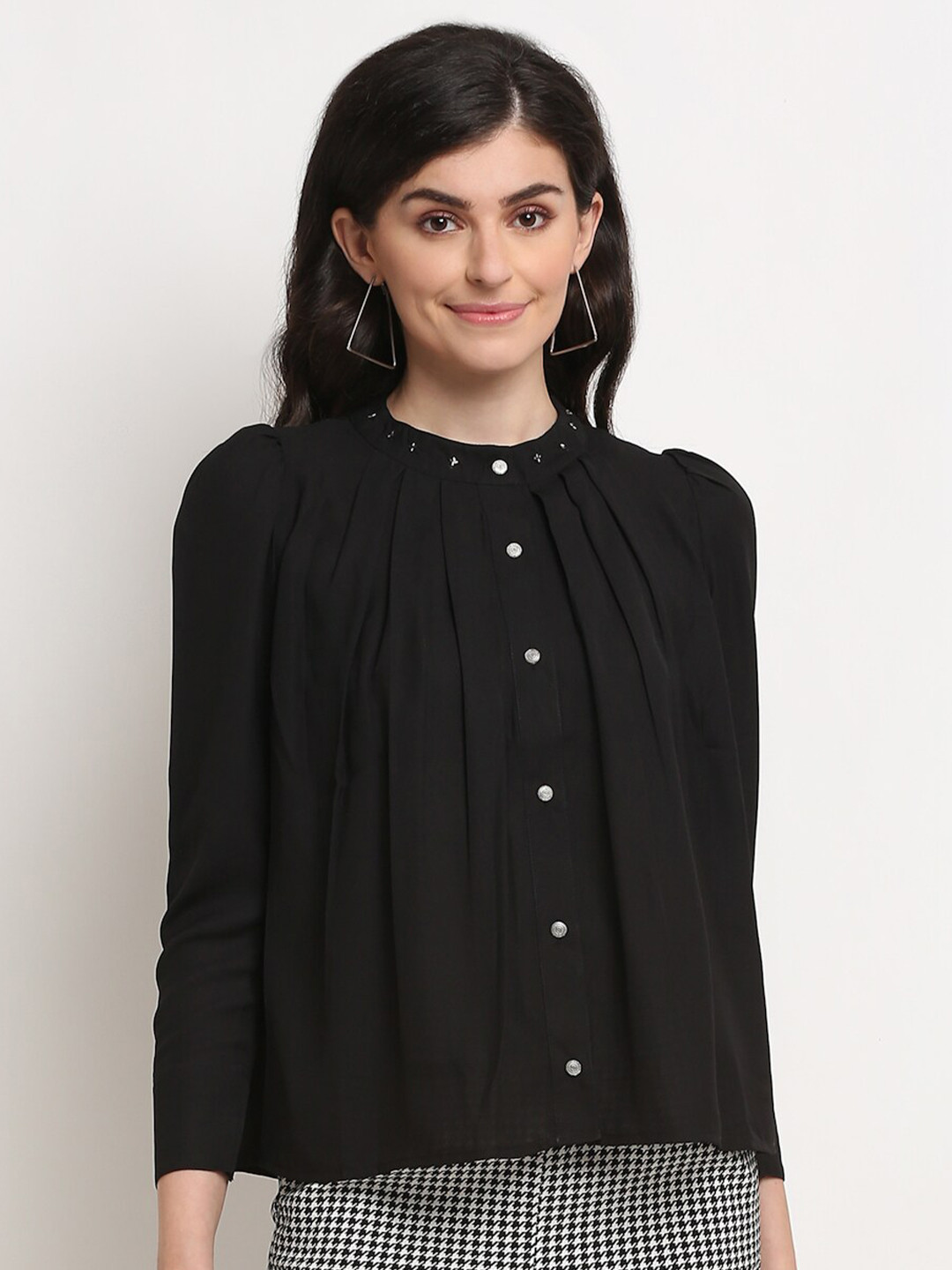 La Zoire Black Georgette Top