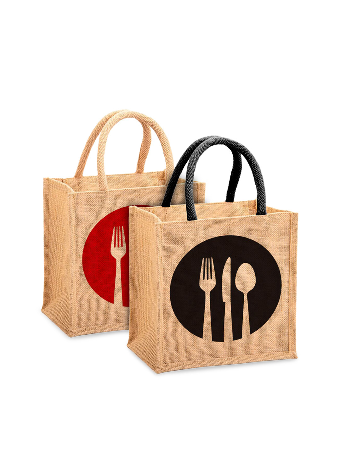 Kuber Industries Set Of 2 Beige Printed Swagger Tote Bags