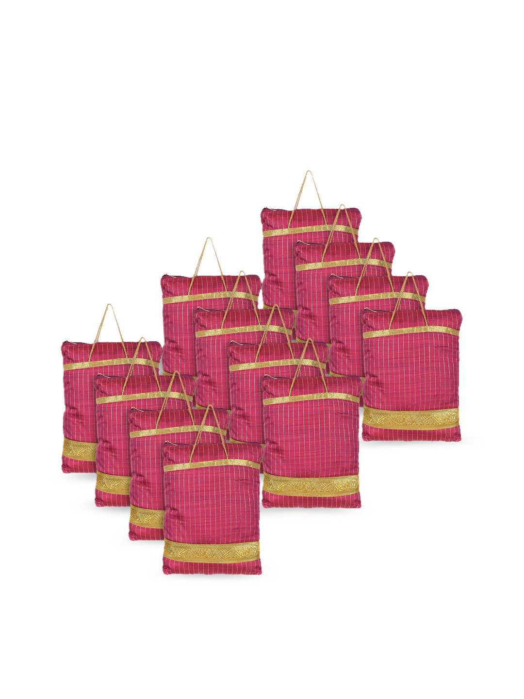 Kuber Industries Pink Set of 12 Oversized Grocery Tote Bag
