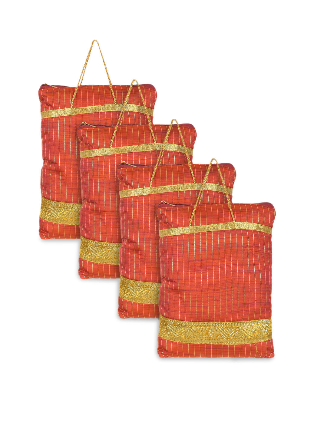 Kuber Industries Red Pack Of 4 Checked Oversized Shopper Tote Bag