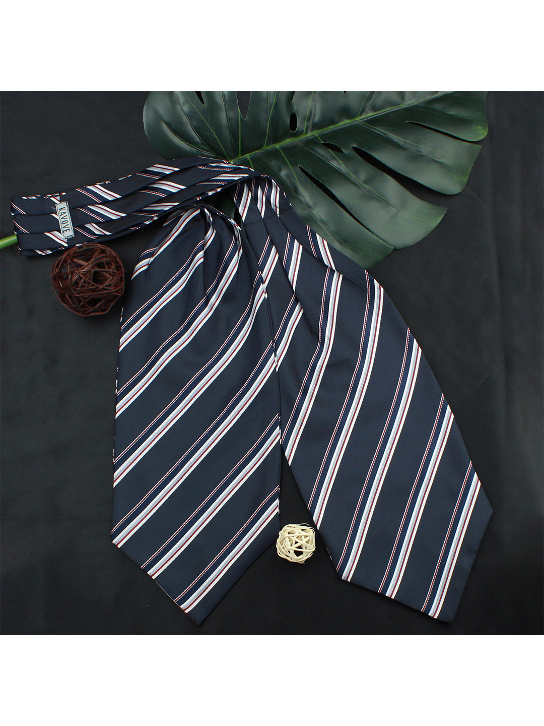 Kavove Unisex Blue & Brown Striped Cravat