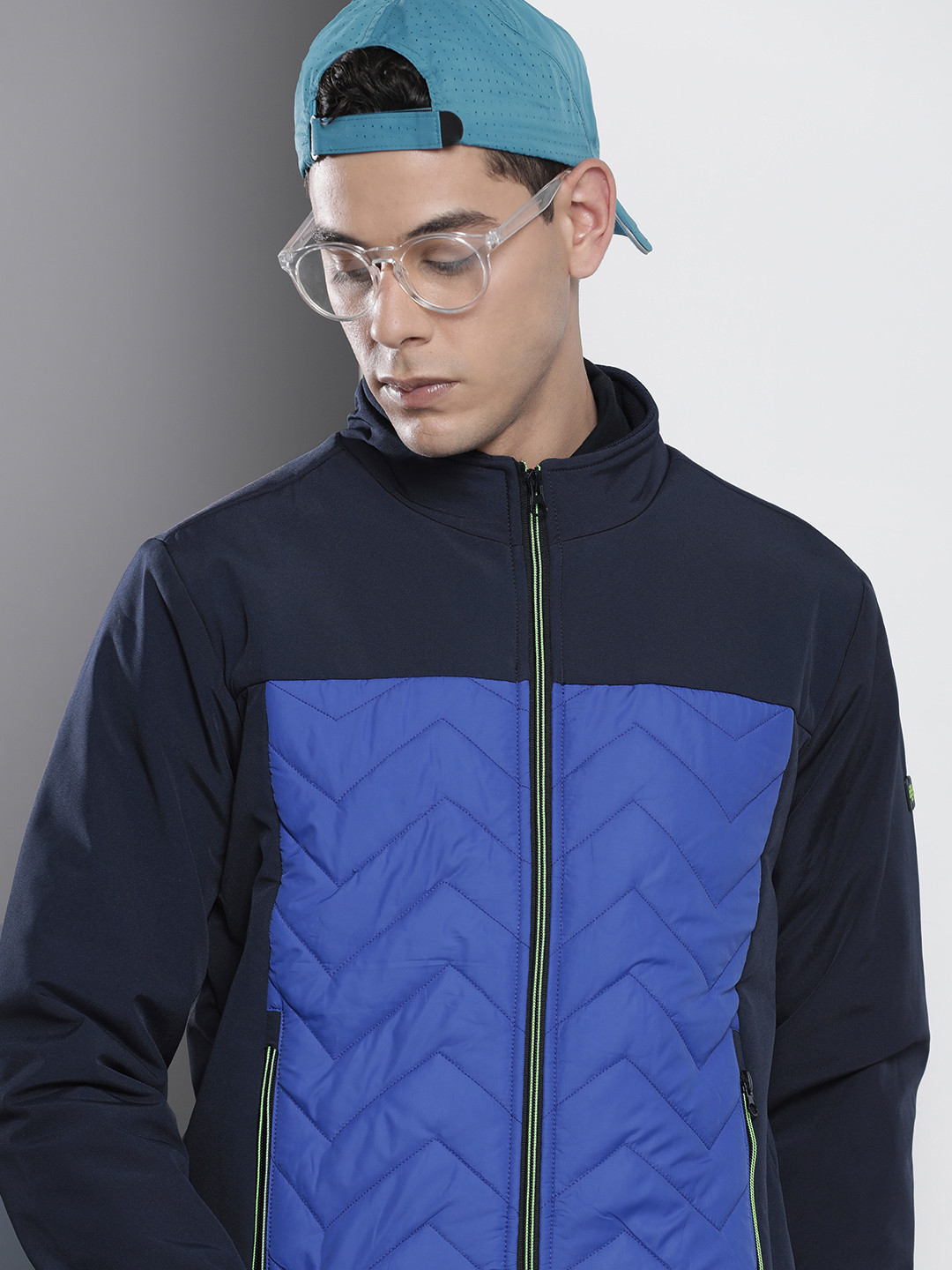 The Indian Garage Co Men Colourblock Zip-Front Bomber Jacket