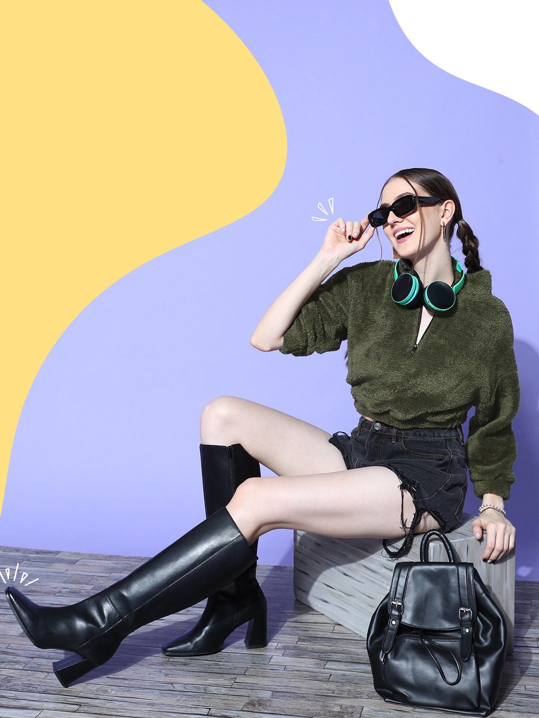 SASSAFRAS Women Lovely Olive Solid Go Fur It Sweatshirt