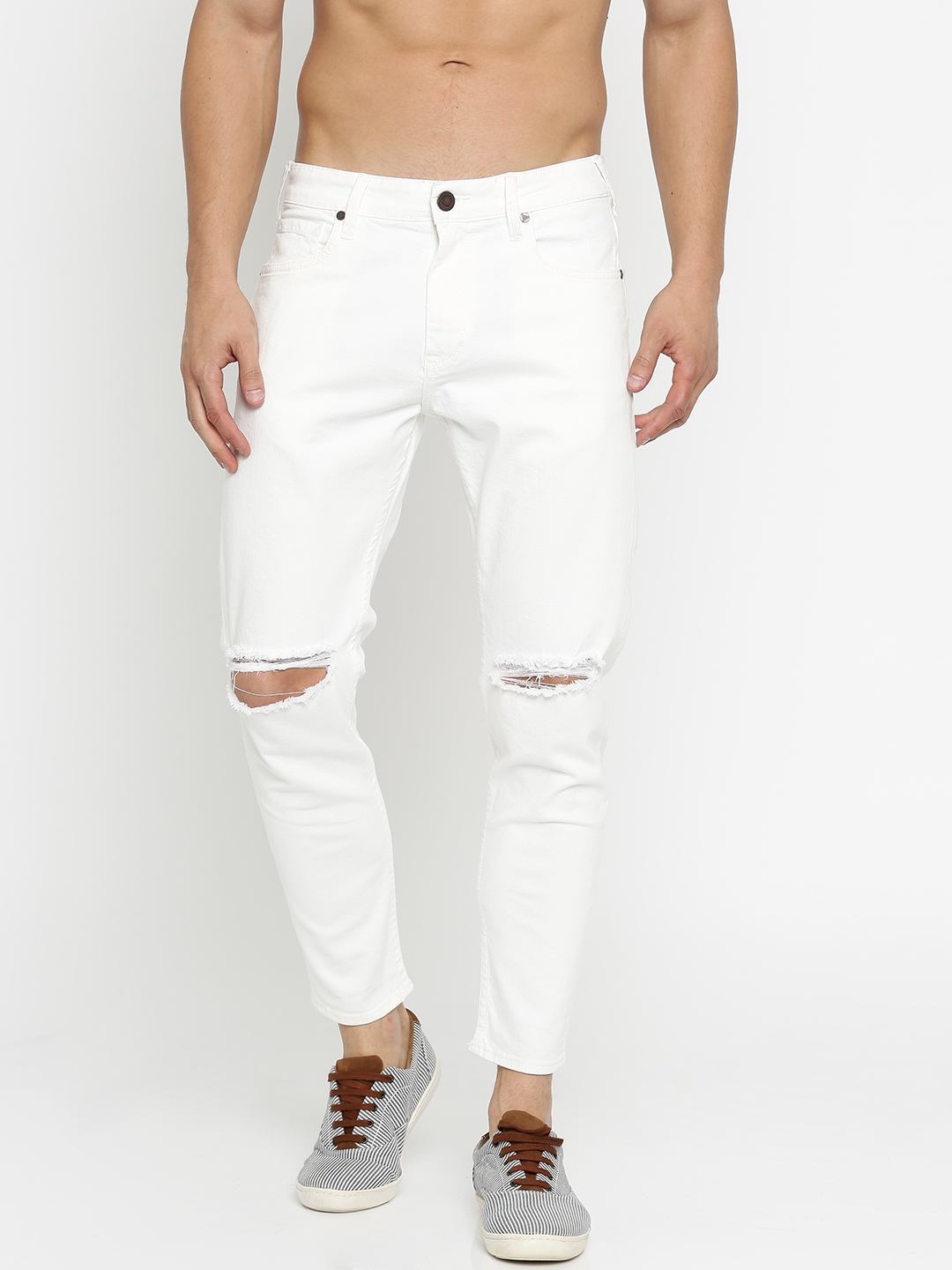 voorbeeld Wegenbouwproces Schadelijk Buy Moda Rapido Off White Slim Fit Mid Rise Slash Knee Jeans - Jeans for Men  1959220 | Myntra