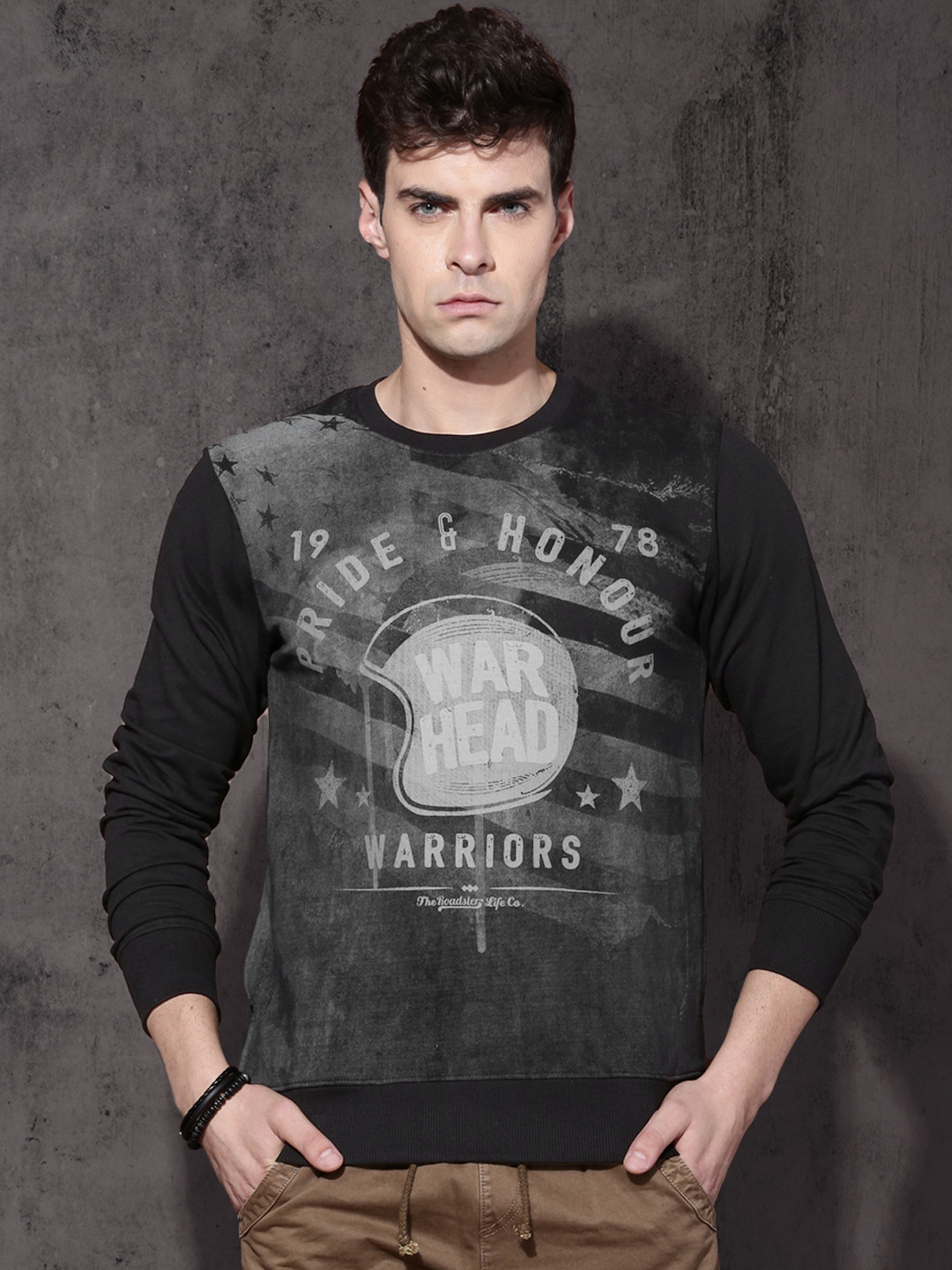 Roadster Men Black Printed Sweatshirt 
