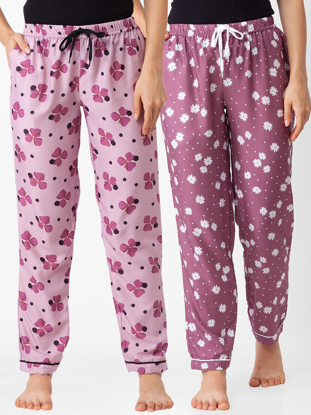 FashionRack Pink Pack of 2 Pink Printed Cotton Lounge Pants
