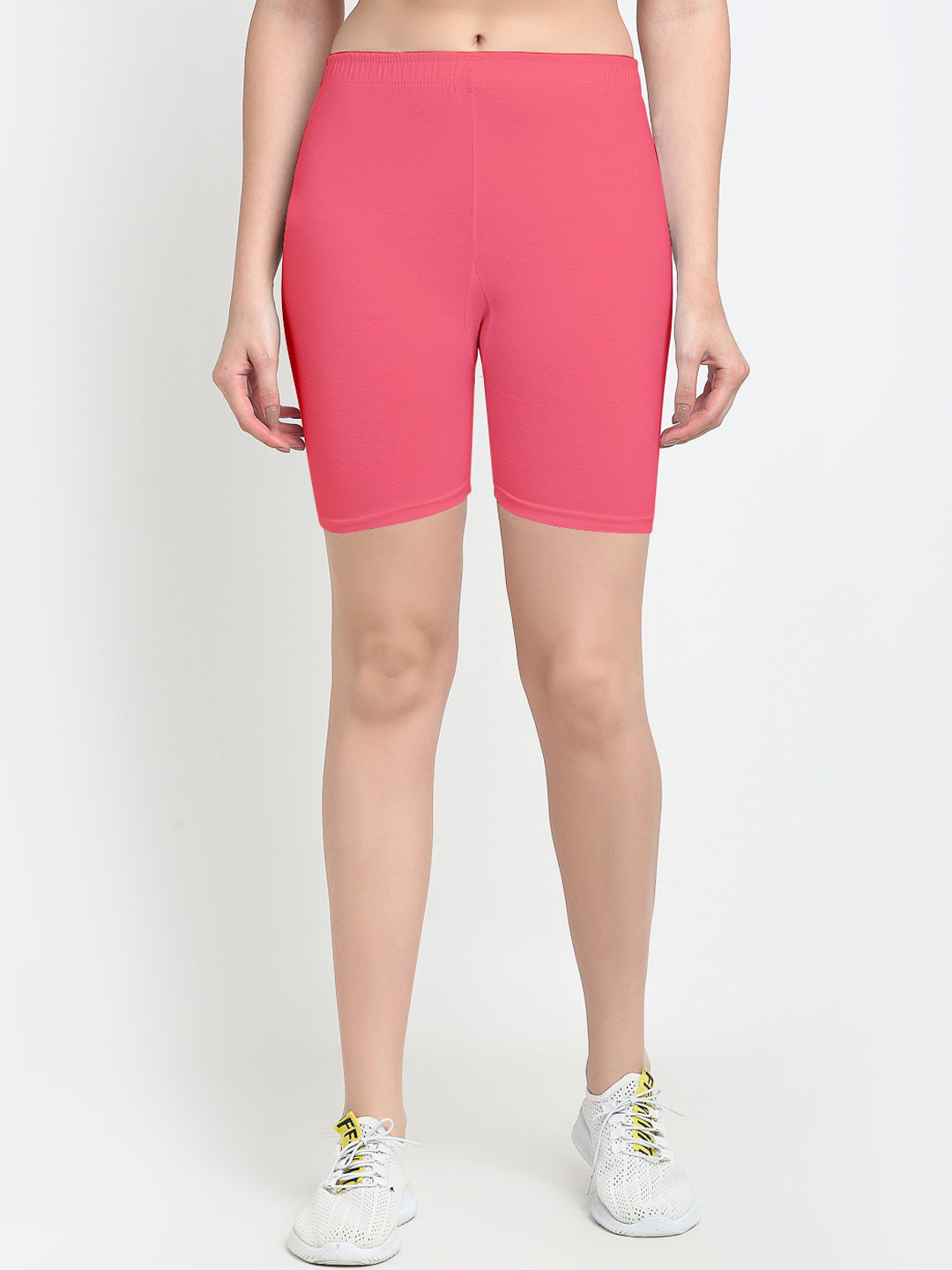 GRACIT Women Peach Solid Cotton Cycling Shorts