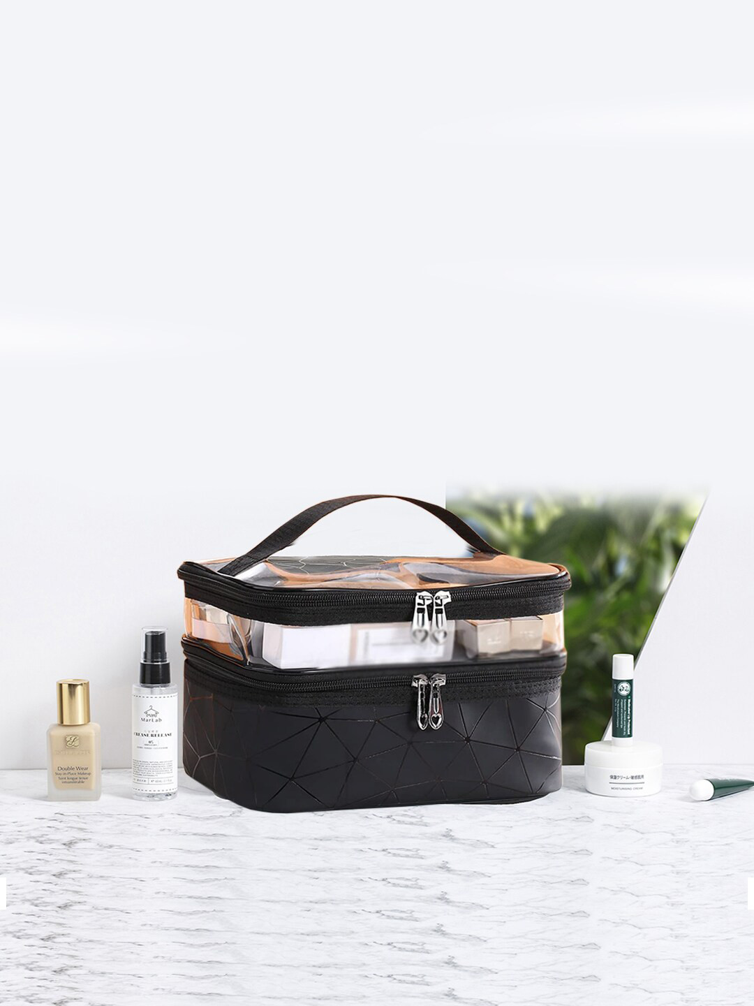 Queue Black Solid Makeup Organiser