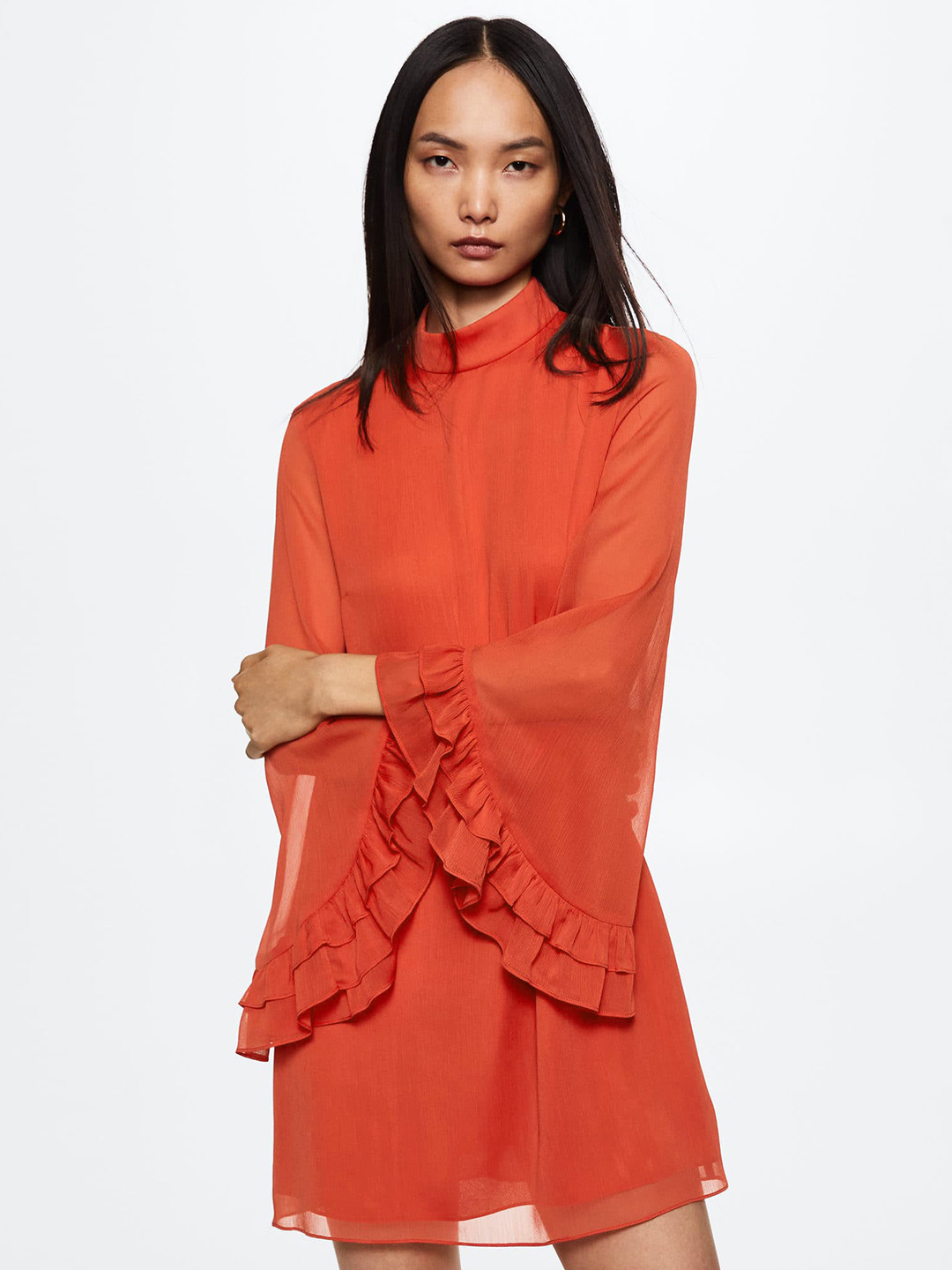 MANGO Red A-Line Solid Sustainable Dress