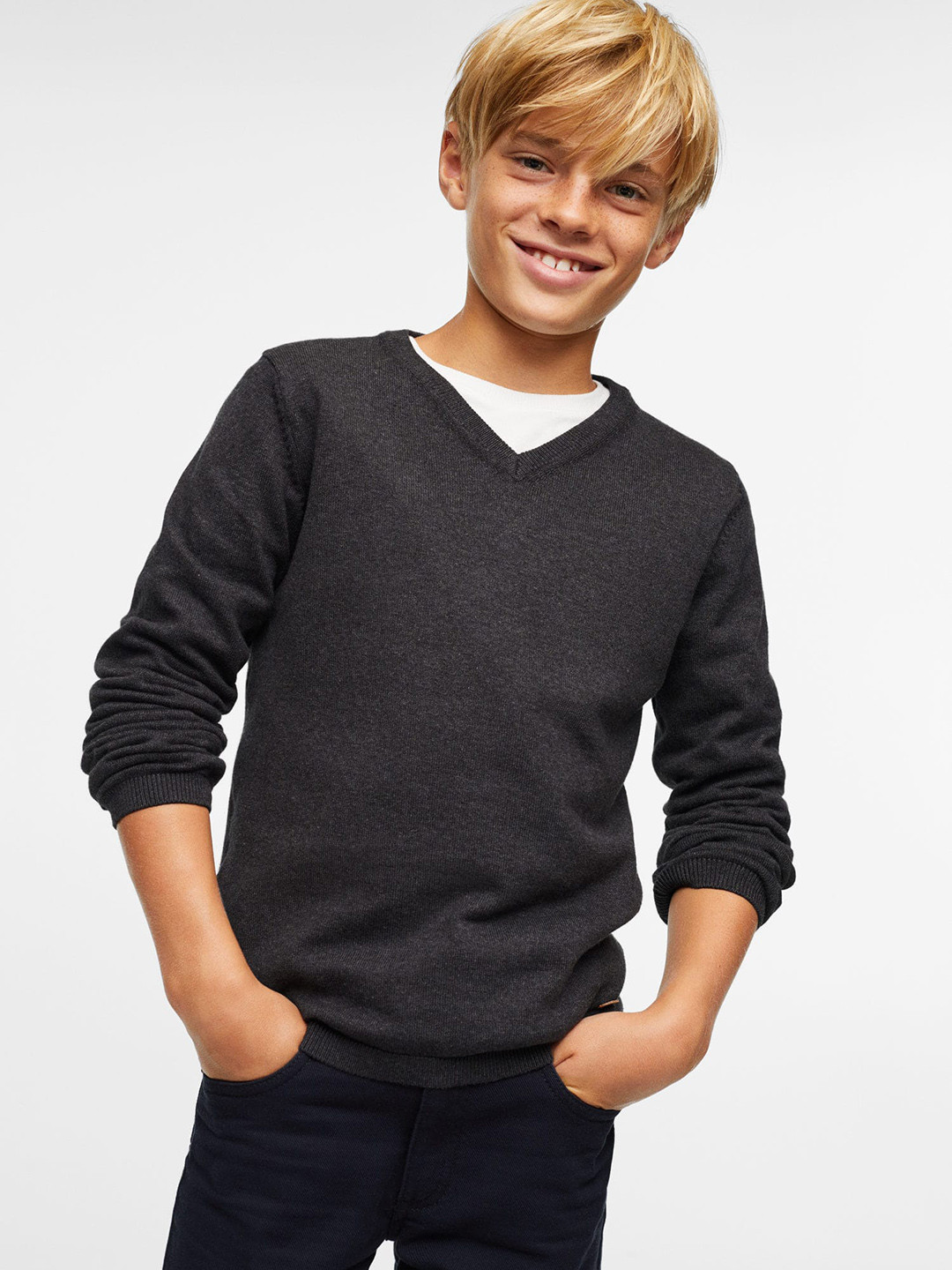 Mango Kids Boys V-Neck Sustainable Pullover