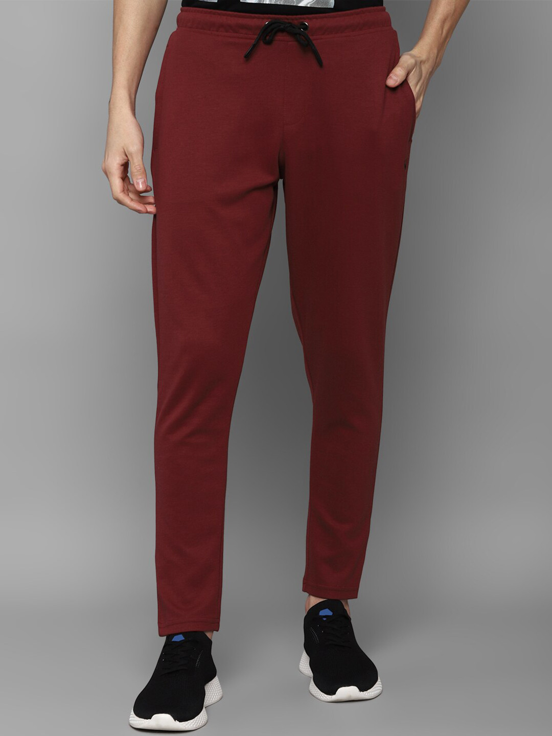 Allen Solly Men Maroon Red Solid Track Pants
