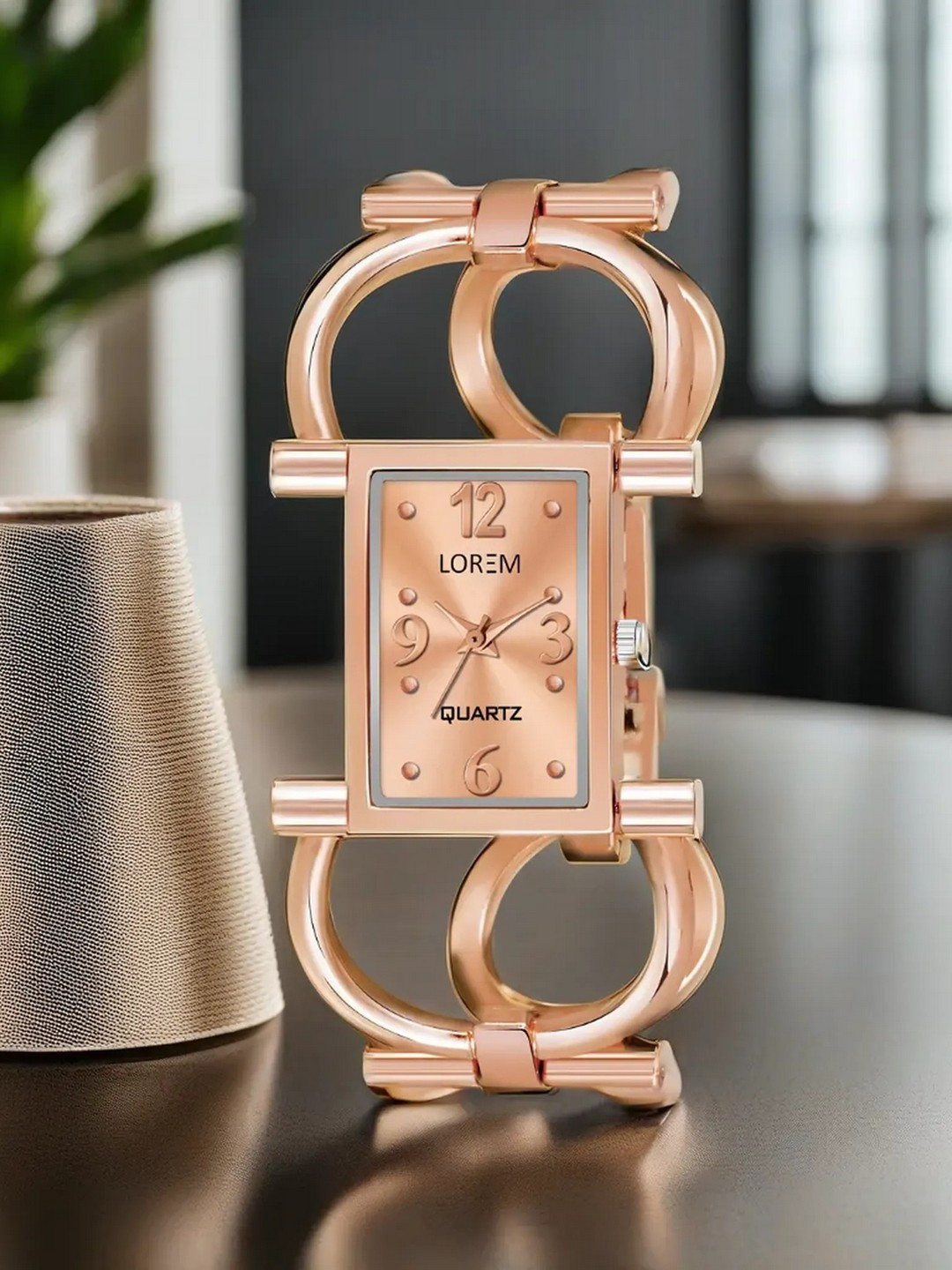 LOREM Women Rose Gold-Toned Brass Patterned Dial & Rose Gold Toned Bracelet Style Straps Analogue Watch