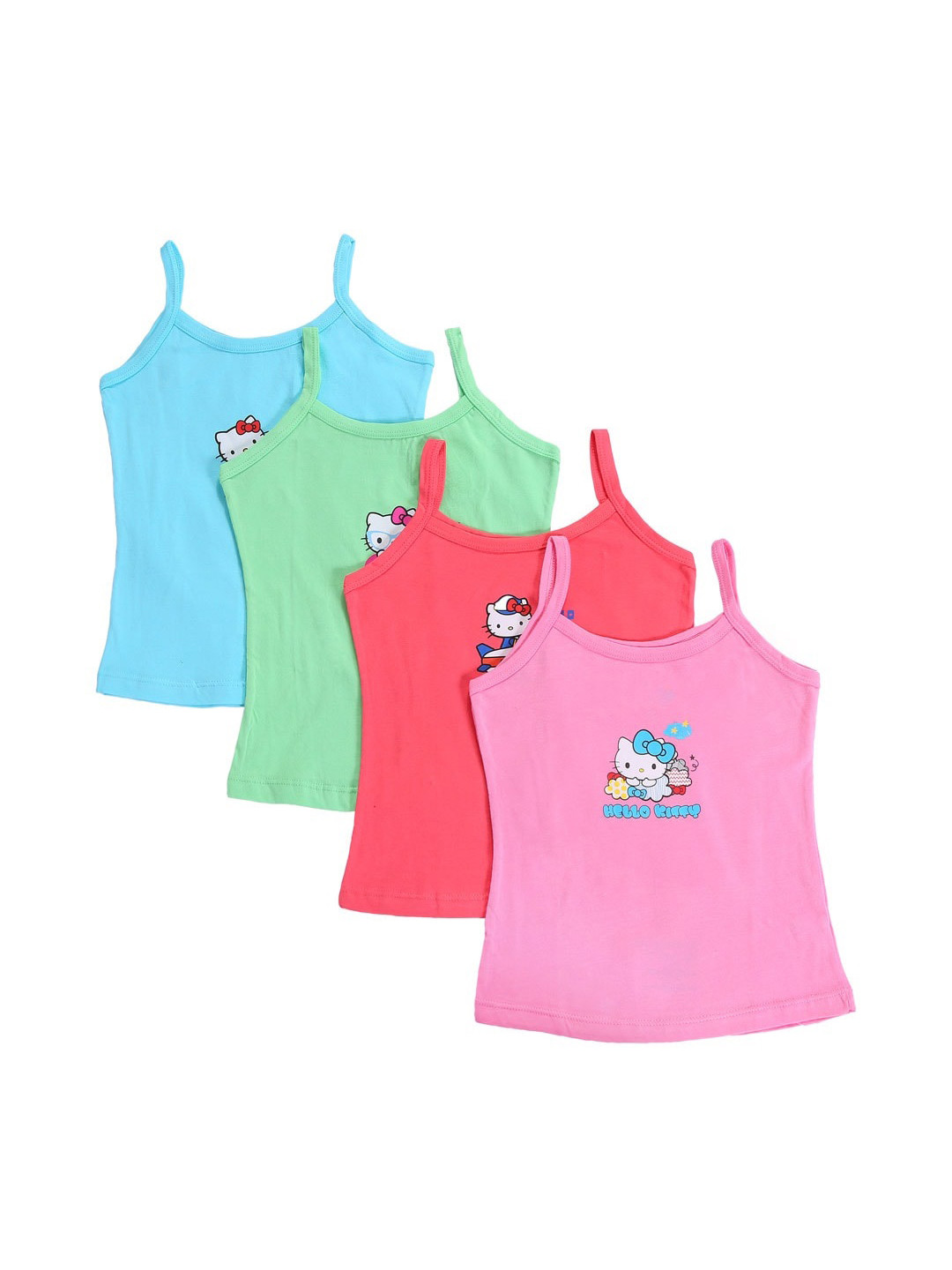 Bodycare Kids Girls Pack Of 4 Assorted HELLO KITTY Cotton Innerwear Vests