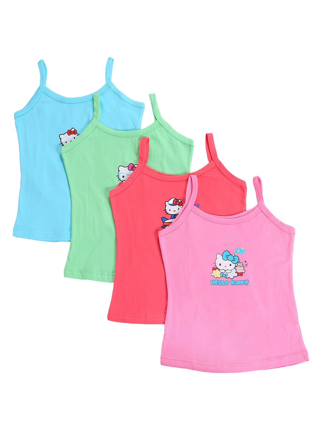Bodycare Girls Pack of 4 Hello Kitty Assorted Printed Cotton Innerwear Vests