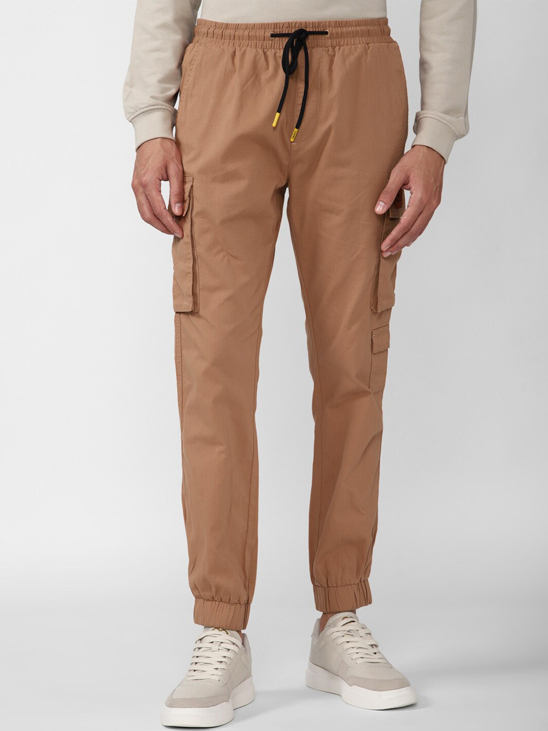 FOREVER 21 Men Brown Cotton Joggers Trousers
