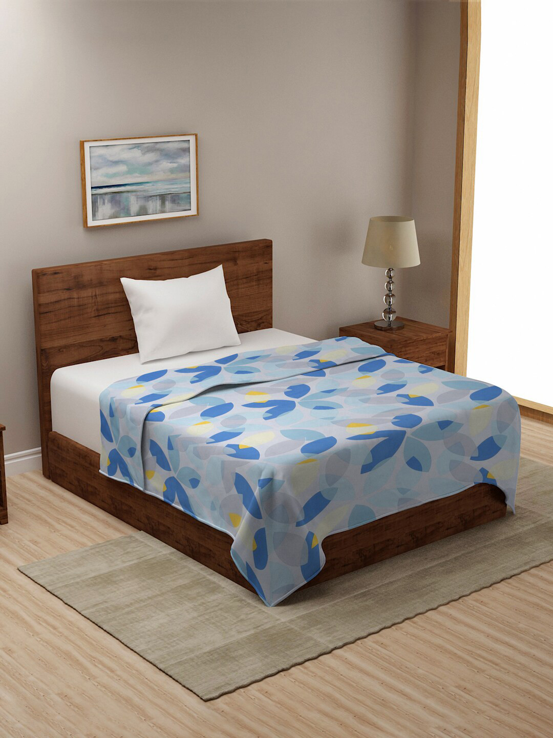 MORADO Blue Floral Printed Single Duvet Cover