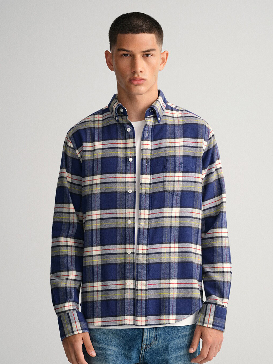 GANT Men Blue Classic Tartan Checks Checked Casual Shirt