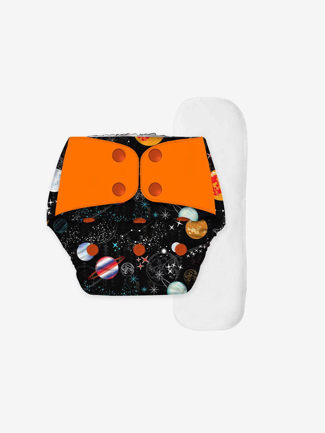 Snugkins Infants Regular Freesize Cloth Diaper + 1 Wet-Free Microfiber Terry Soaker  - Galaxy ride