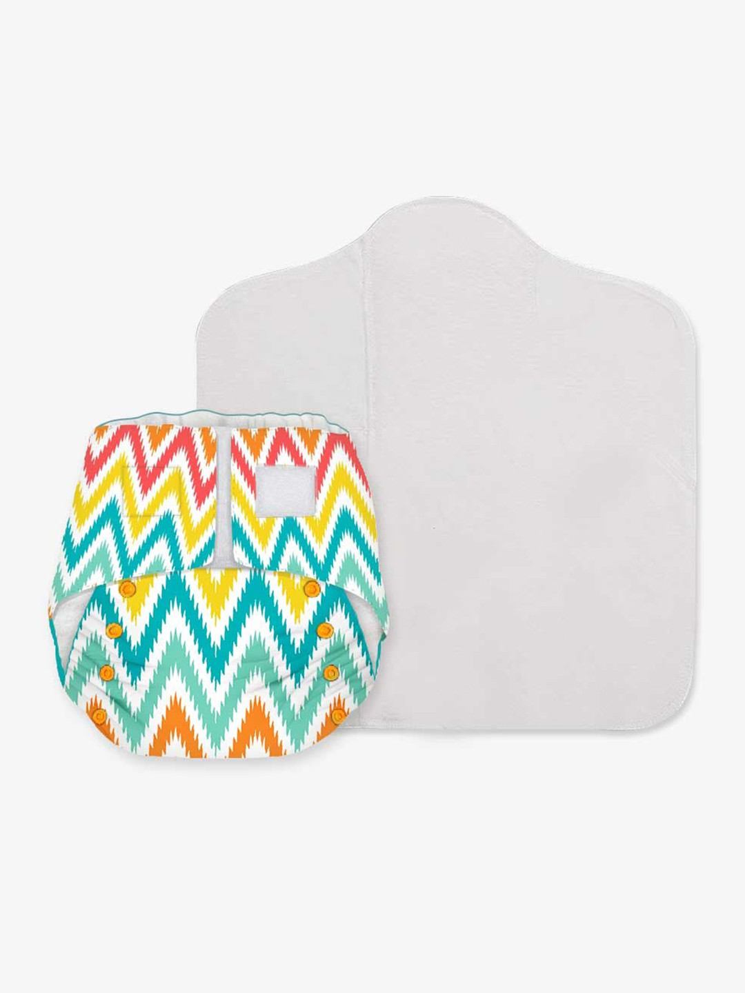 Snugkins Infants Bliss Cloth Diapers + 1 Wet-Free Organic Cotton Prefold Pad & 1 Booster Pad - Macaroon Ikat