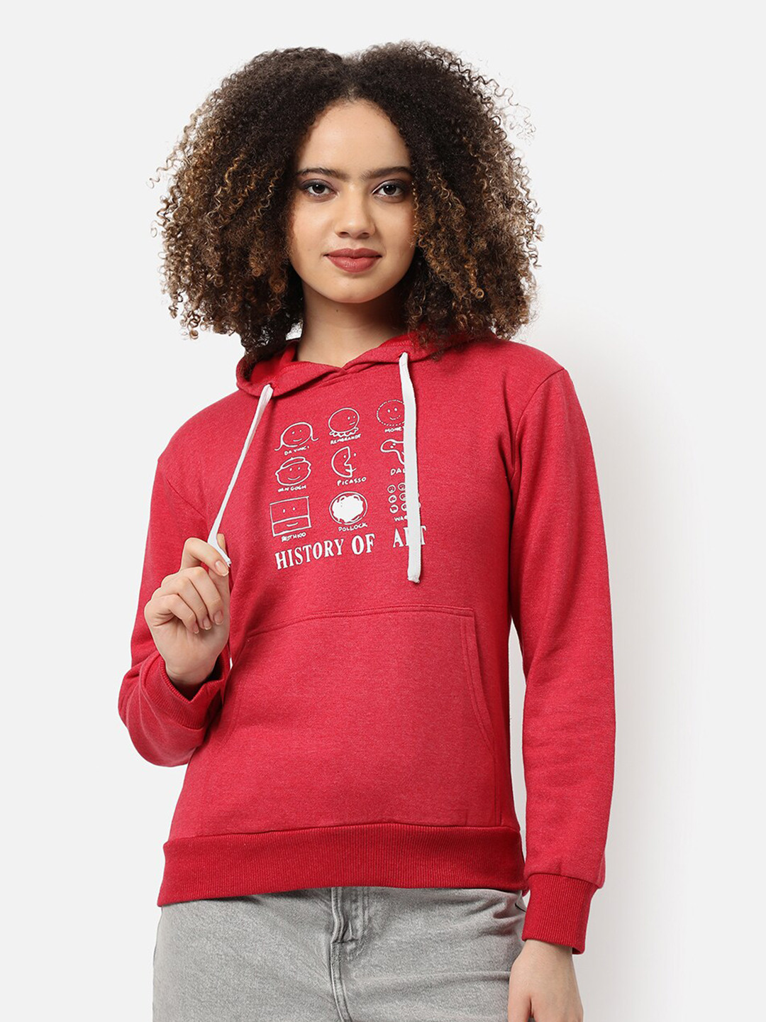 PINACOLADA Women Maroon Printed Hooded Sweatshirt