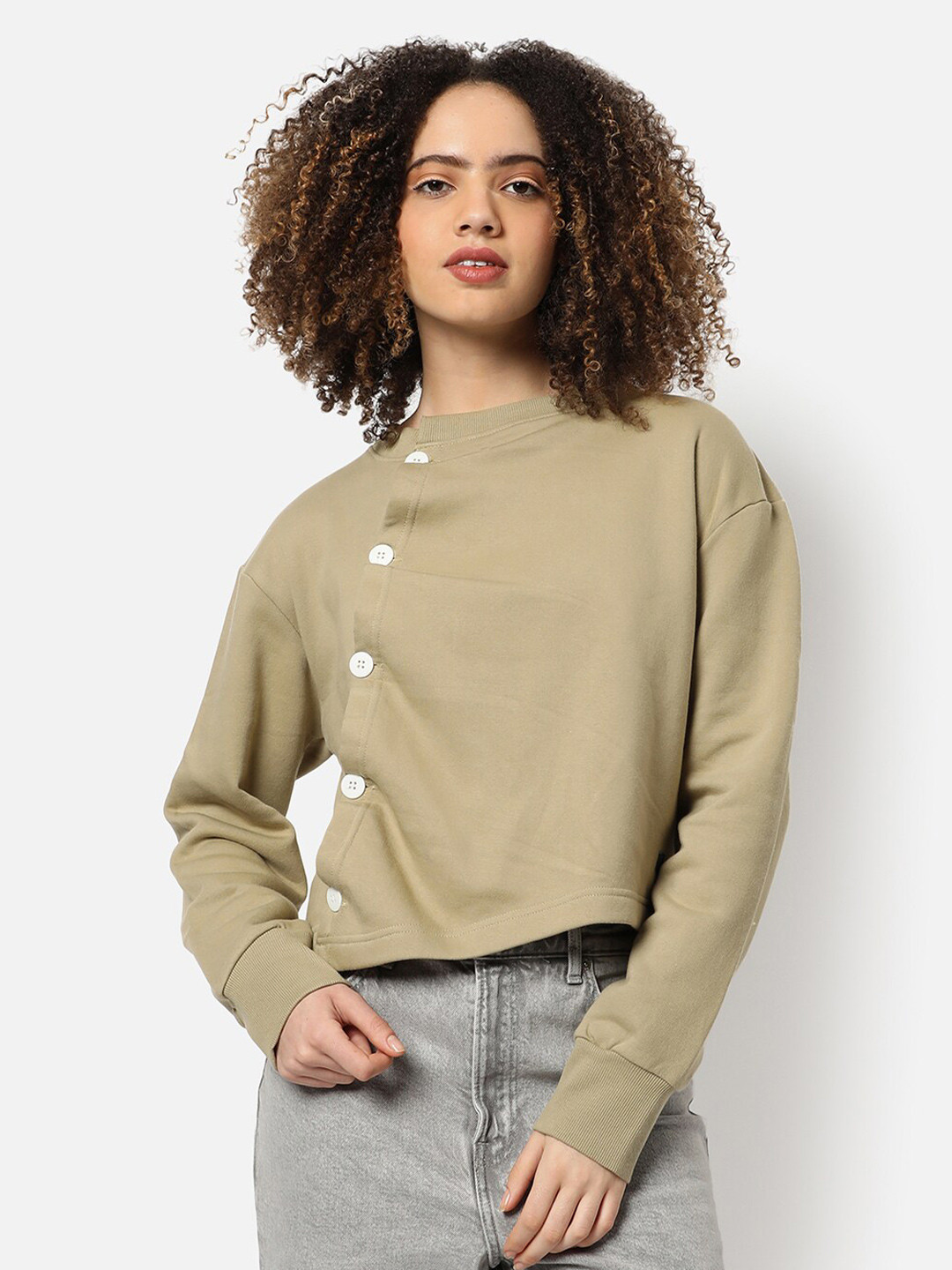 Campus Sutra Women Brown Sweatshirt
