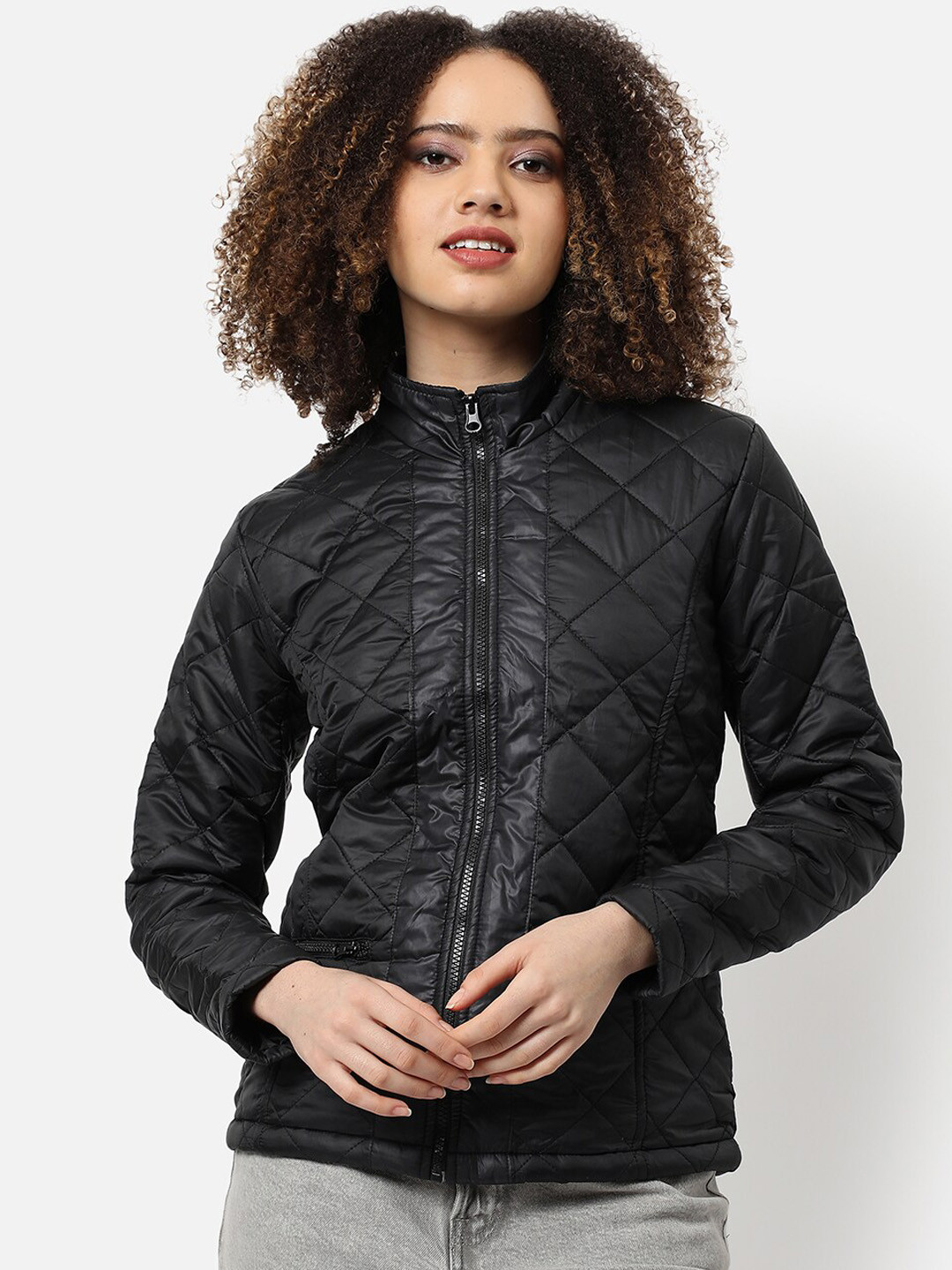 PINACOLADA Women Black Windcheater Outdoor Bomber Jacket
