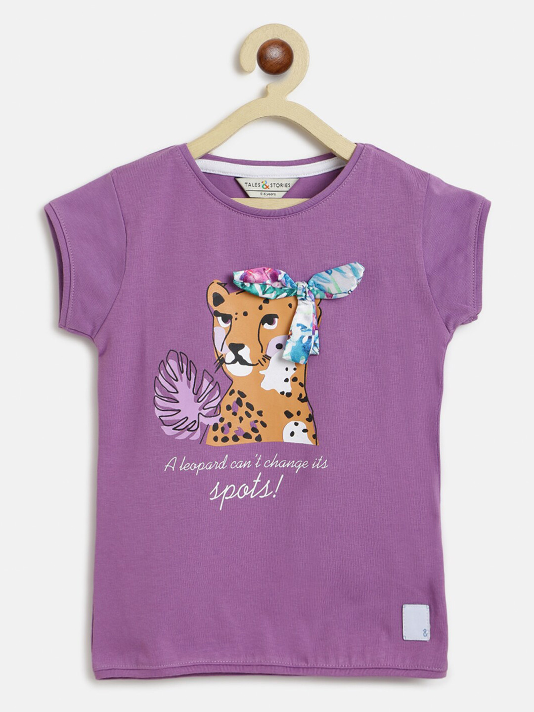 TALES & STORIES Girls Purple Printed T-shirt